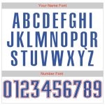 Custom Name and Number Personalized Baseball Jersey Shirt - White Blue Navy-Orange Rib-Knit Authentic Throwback Style Personalized