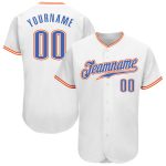 Custom Authentic Baseball Jersey with Personalized Name and Number - White Blue-Orange Team Apparel Personalized White Blue-Orange