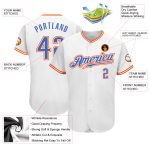 Custom Authentic Baseball Jersey with Personalized Name and Number - White Blue-Orange Team Apparel Personalized White Blue-Orange