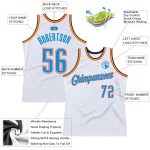 Custom Team Basketball Jersey - Personalized White Blue-Orange Authentic Throwback with Name and Number Personalized White