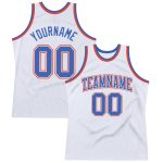 Personalized Authentic Basketball Jersey - White Blue Orange Throwback Design Personalized White Blue-Orange Authentic Throwback