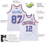 Personalized Authentic Basketball Jersey - White Blue Orange Throwback Design Personalized White Blue-Orange Authentic Throwback