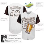 Custom Name and Number Beer Festival 3D Pattern Baseball Jersey - Personalized White Brown Jersey Personalized White Brown