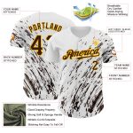 Custom Name and Number Baseball Jersey - Personalized 3D Pattern Design in White, Brown, and Gold - Authentic Team Apparel