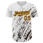 Custom Name and Number Baseball Jersey - Personalized 3D Pattern Design in White, Brown, and Gold - Authentic Team Apparel