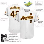 Custom Authentic Baseball Jersey with Personalized Name and Number - White Brown Gold Design Personalized White Brown-Gold