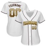 Personalized Custom Name Number Drift Fashion Baseball Jersey - White Brown Gold Authentic Team Jersey Personalized White