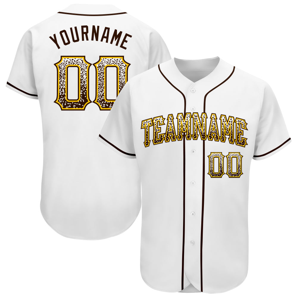 Personalized Custom Name Number Drift Fashion Baseball Jersey - White Brown Gold Authentic Team Jersey Personalized White
