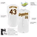 Customized Authentic Sleeveless Baseball Jersey in White and Brown-Gold Personalized White Brown-Gold Authentic Sleeveless