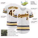 Custom Name and Number Personalized Authentic Baseball Jersey - White Brown Gold Line Personalized White Brown-Gold Line