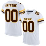 Custom Name and Number Personalized White Brown-Gold Football Jersey - Authentic Mesh Team Apparel Personalized White Brown-Gold