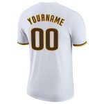 Custom Personalized Team T-Shirt with Name and Number - White Brown Gold Performance Tee Personalized White Brown-Gold Performance