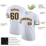 Custom Personalized Team T-Shirt with Name and Number - White Brown Gold Performance Tee Personalized White Brown-Gold Performance