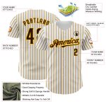 Custom Brown Gold Pinstripe Baseball Jersey with Personalized Name and Number - Authentic Team Apparel Personalized White