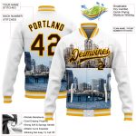 Custom San Diego California 3D Varsity Letterman Jacket with Personalized Name & Number - White Brown-Gold Bomber Full-Snap