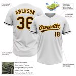 Custom Unisex Softball Jersey in White Brown Gold - Two-Button Design, Personalized Sports Apparel Personalized White Brown-Gold