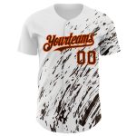 Custom Name and Number Authentic Baseball Jersey - Personalized 3D Pattern Design in White Brown and Orange Personalized