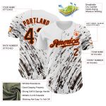 Custom Name and Number Authentic Baseball Jersey - Personalized 3D Pattern Design in White Brown and Orange Personalized