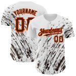 Custom Name and Number Authentic Baseball Jersey - Personalized 3D Pattern Design in White Brown and Orange Personalized