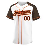 Custom Name and Number Baseball Jersey - Personalized White Brown Orange Authentic Raglan Sleeves Personalized White Brown-Orange
