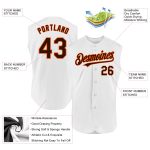 Custom Name and Number Authentic Baseball Jersey - Personalized White Brown-Orange Sleeveless Design Personalized White Brown-Orange