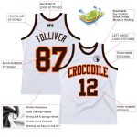 Custom Team Basketball Jersey with Personalized Name & Number - White Brown-Orange Authentic Throwback Personalized White