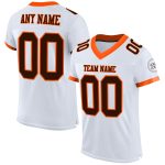 Personalized Authentic Football Jersey - White Brown Orange Mesh Design Personalized White Brown-Orange Mesh Authentic Football