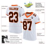 Personalized Authentic Football Jersey - White Brown Orange Mesh Design Personalized White Brown-Orange Mesh Authentic Football