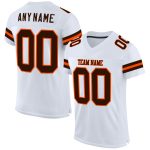 Custom Authentic Football Jersey with Personalized Name and Number - White Brown-Orange Mesh Design Personalized White Brown-Orange