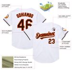 Custom Personalized Baseball Jersey with Team Name and Number - White Brown-Orange Mesh Authentic Throwback Style Personalized