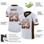 Custom Name Number Fashion Football Jersey - Personalized White Brown Orange Mesh Drift Style Personalized White Brown-Orange