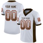 Custom Name Number Fashion Football Jersey - Personalized White Brown Orange Mesh Drift Style Personalized White Brown-Orange