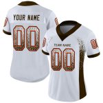 Custom Name Number Fashion Football Jersey - Personalized White Brown Orange Mesh Drift Style Personalized White Brown-Orange