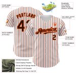 Custom Brown-Orange Authentic Baseball Jersey with Personalized Name and Number - White Brown Orange Pinstripe Design Personalized