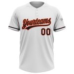 Custom Name Number Unisex Softball Jersey Personalized White Brown Orange Two-Button Design Personalized White Brown-Orange