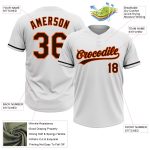 Custom Name Number Unisex Softball Jersey Personalized White Brown Orange Two-Button Design Personalized White Brown-Orange
