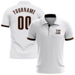 Custom Name Number Performance Golf Polo Shirt - Personalized White Brown Team Apparel Personalized White Brown Performance