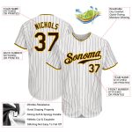 Custom Personalized Brown-Gold Pinstripe Baseball Jersey with Your Name and Number - Authentic Team Gear Personalized White