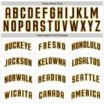Personalized Authentic Baseball Jersey - White Brown Pinstripe with Brown-Gold Design Personalized White Brown Pinstripe