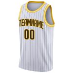 Custom Name Number Brown Gold Pinstripe Basketball Jersey Personalized Authentic Team Wear Personalized White Brown Pinstripe