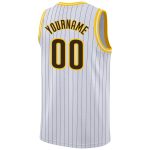 Custom Name Number Brown Gold Pinstripe Basketball Jersey Personalized Authentic Team Wear Personalized White Brown Pinstripe