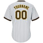 Custom Authentic Throwback Baseball Jersey Shirt - Personalized White Brown Pinstripe with Gold - Custom Name and Number