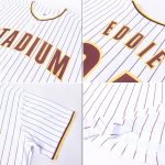 Personalized Pinstripe Softball Jersey with Custom Name & Number - Brown Gold Color Personalized White Brown Pinstripe Brown-Gold
