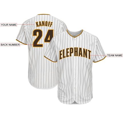 Personalized Pinstripe Softball Jersey with Custom Name & Number - Brown Gold Color Personalized White Brown Pinstripe Brown-Gold