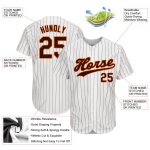 Personalized Brown-Orange Pinstripe Baseball Jersey - Authentic White Brown Design Personalized White Brown Pinstripe Brown-Orange