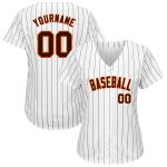 Custom Name Number Personalized Brown-Orange Pinstripe Baseball Jersey - Authentic Team Apparel Personalized White Brown