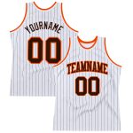 Custom Name Number Personalized Basketball Jersey White Brown Orange Pinstripe Authentic Team Sports Apparel Personalized
