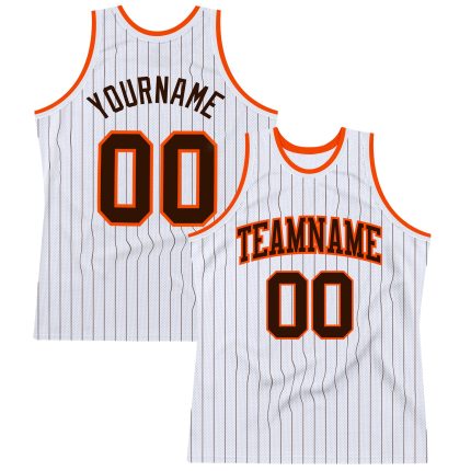 Custom Name Number Personalized Basketball Jersey White Brown Orange Pinstripe Authentic Team Sports Apparel Personalized