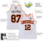 Custom Name Number Personalized Basketball Jersey White Brown Orange Pinstripe Authentic Team Sports Apparel Personalized