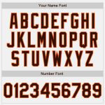 Custom Name Number Varsity Letterman Jacket - Personalized Brown Orange Pinstripe Bomber Full-Snap Jacket Personalized White